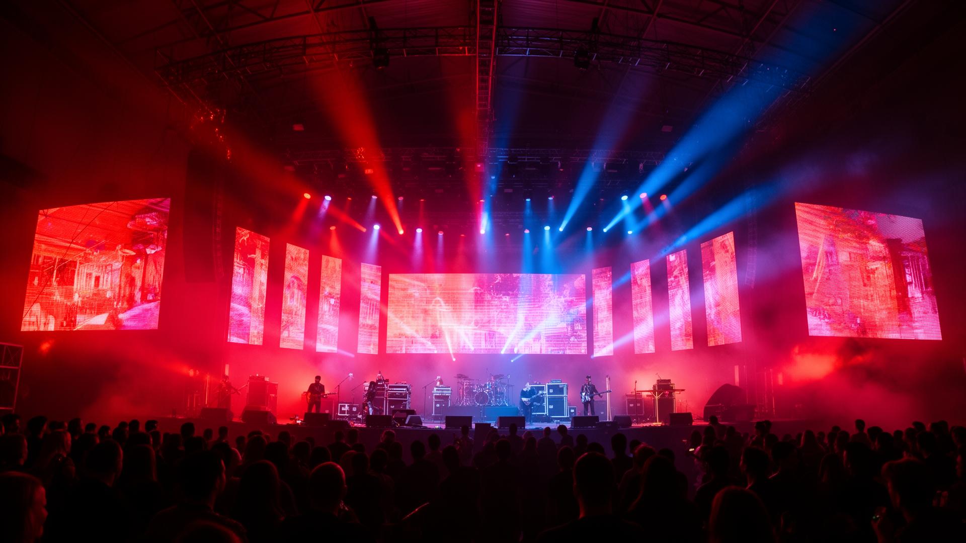 Concert stage with dramatic lighting